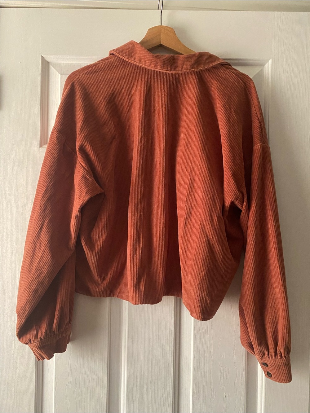Madewell Cropped Rust Corduroy Button-Up Shirt - Picture 2 of 5